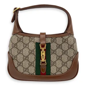 Jackie 1961 Crossbody Bag Mini Brown in Coated Canvas, Gold hardware