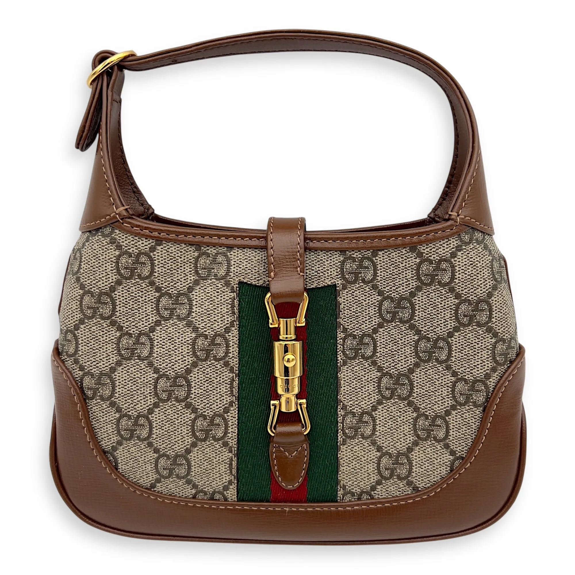 Jackie 1961 Crossbody Bag Mini Brown in Coated Canvas, Gold hardware