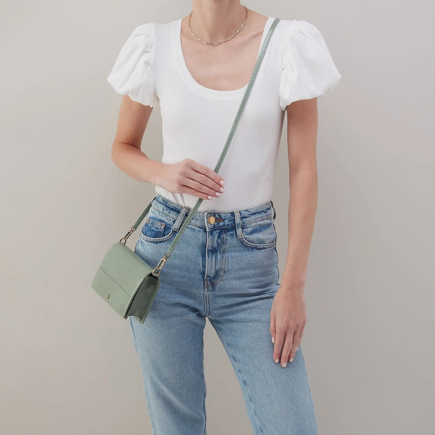 Jill Crossbody In Polished Leather - Jade