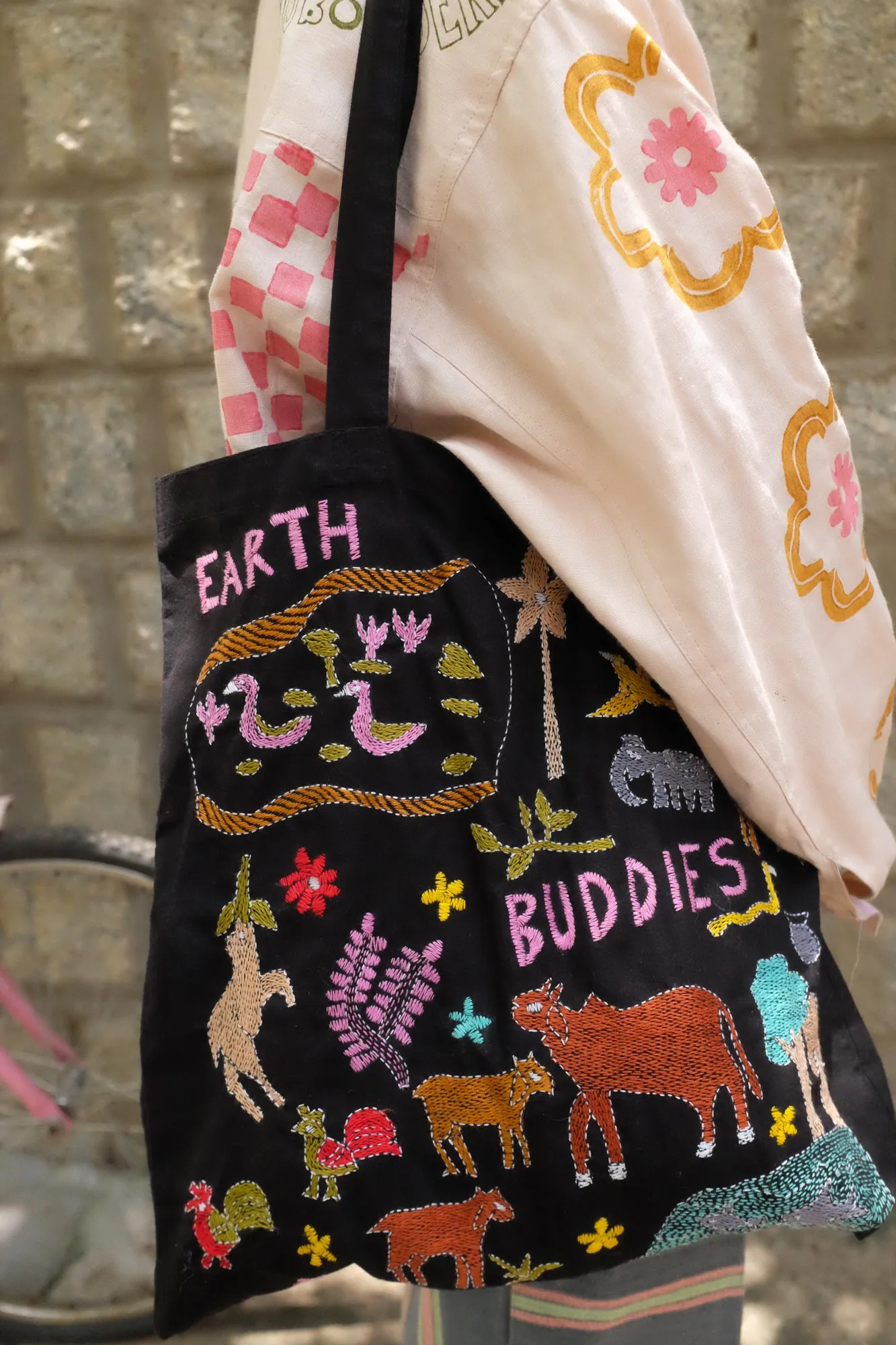 Kantha Earth Buddies Tote