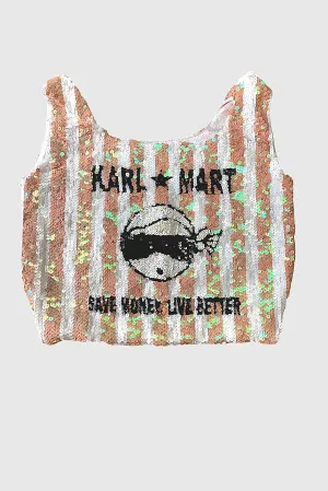 Karl Mart Save Money Live Better Sequin Supermarket Bag