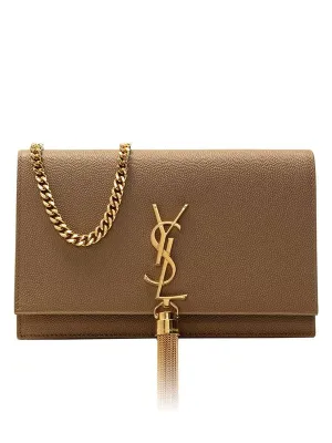Kate Chain Wallet with Tassel in Grain de Poudre Embossed Leather