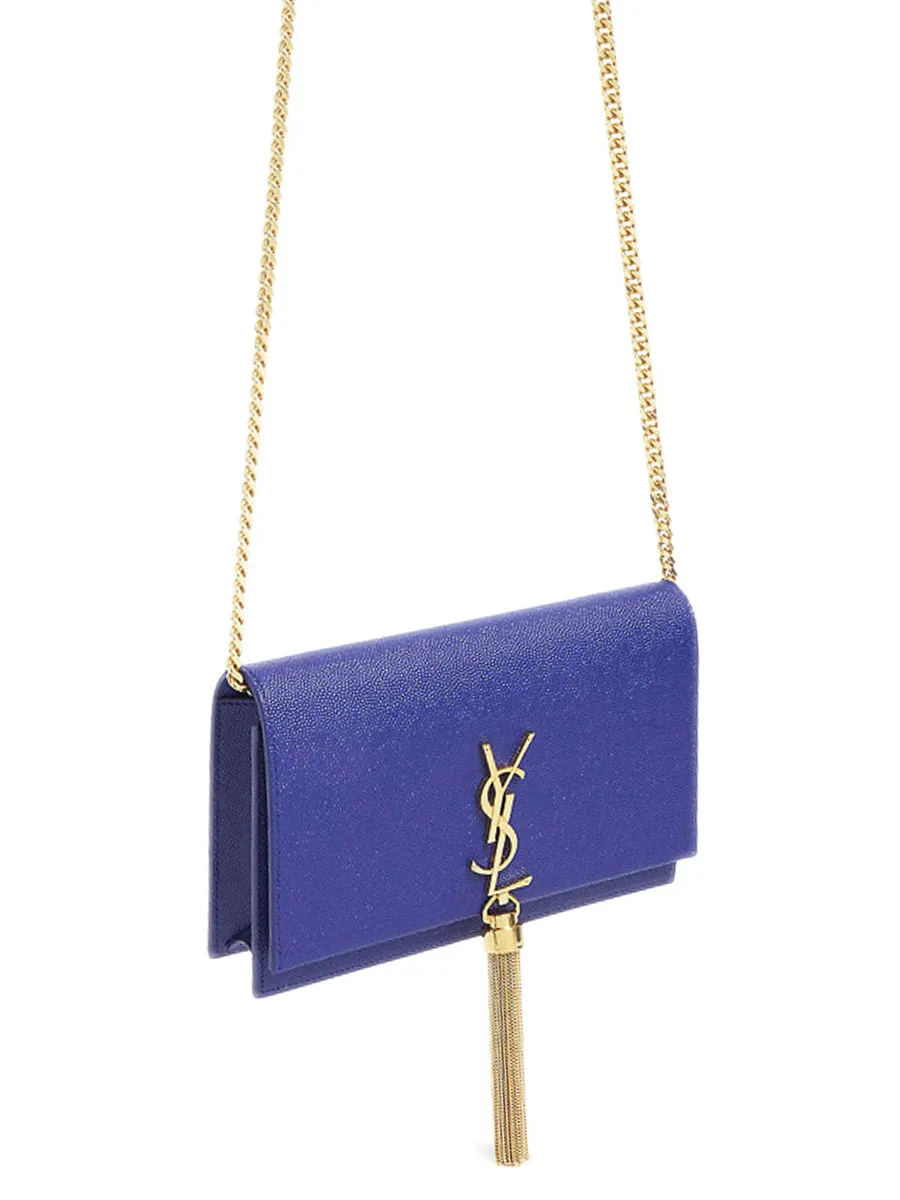 Kate Chain Wallet with Tassel in Grain de Poudre Embossed Leather