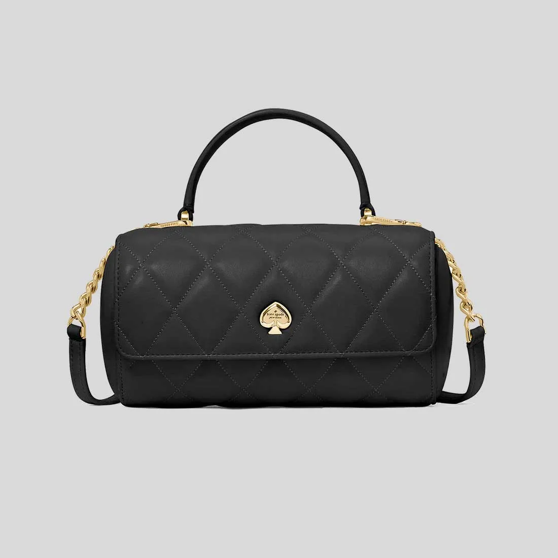 KATE SPADE Heart Barrel Quilted Crossbody Bag Black RB-KK175