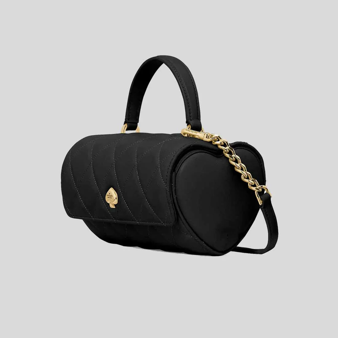 KATE SPADE Heart Barrel Quilted Crossbody Bag Black RB-KK175