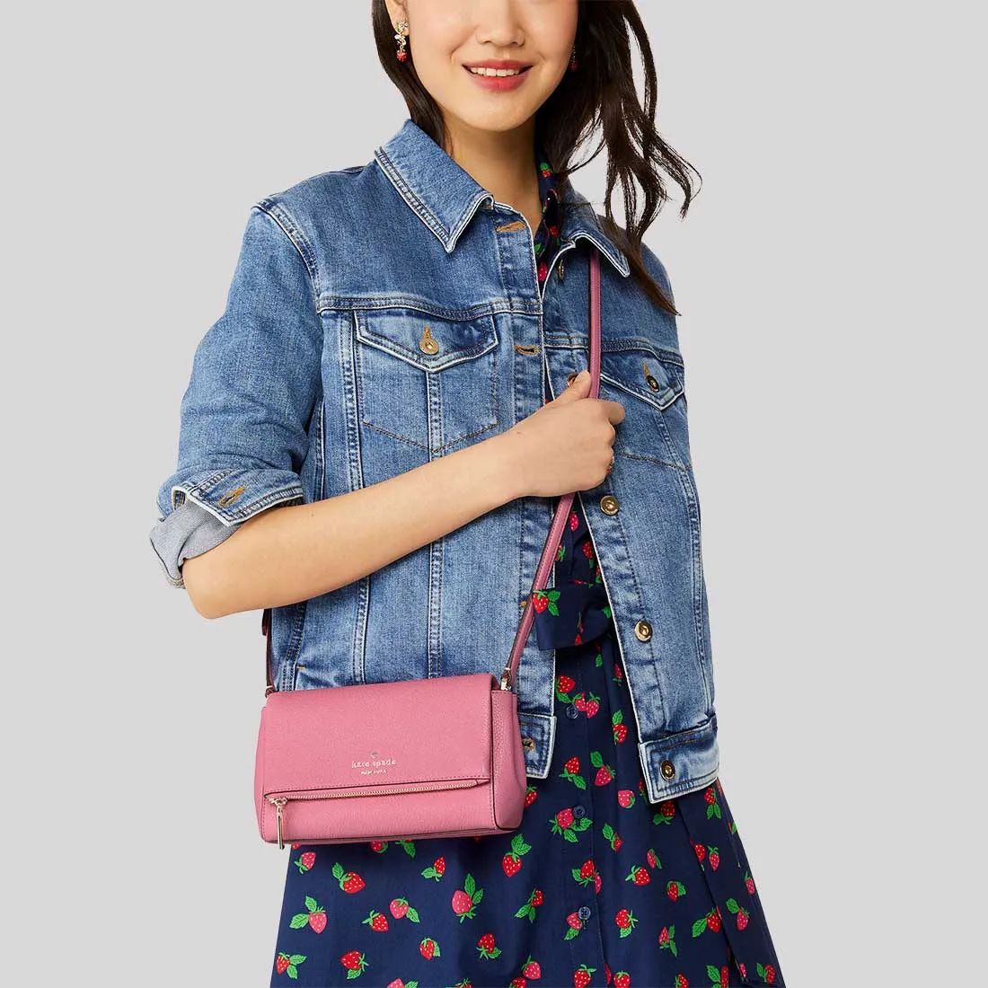 KATE SPADE Leila Mini Zip Crossbody Blossom Pink RB-KE487