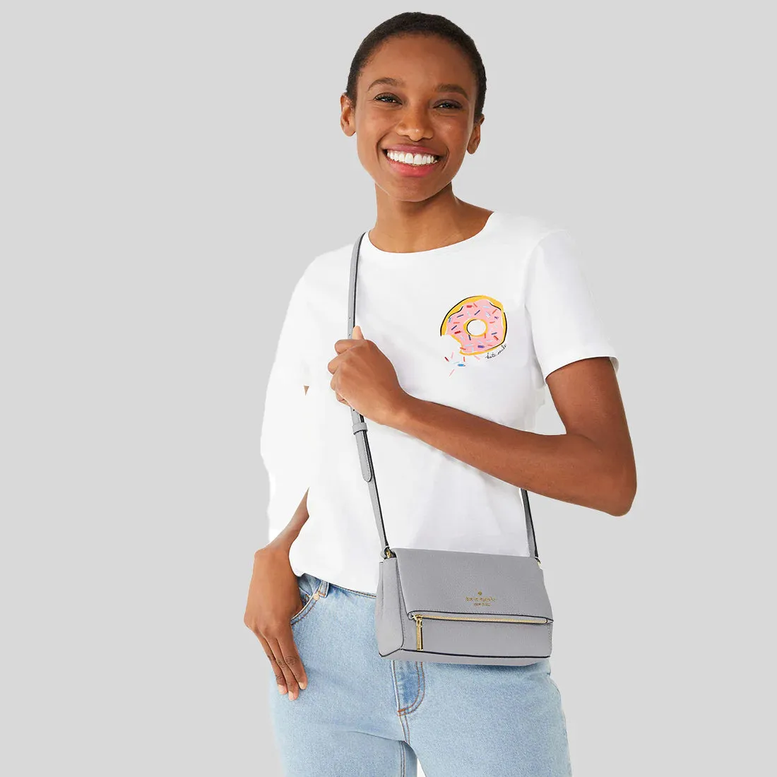 KATE SPADE Leila Mini Zip Crossbody Mountain Grey RS-KE487