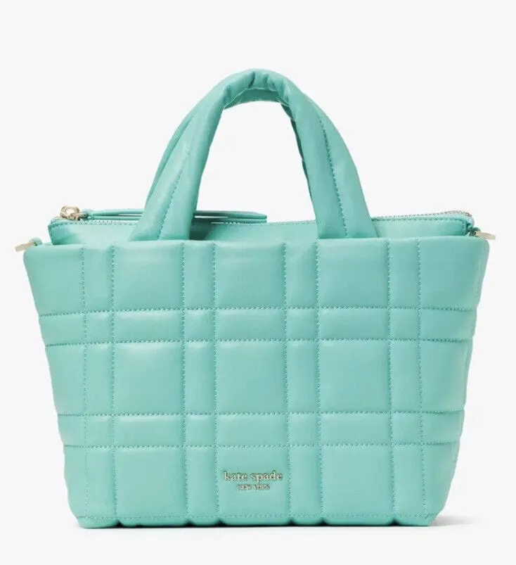 Kate Spade Softwhere Quilted Leather Mini Tote Crossbody Summer Rain Turquoise