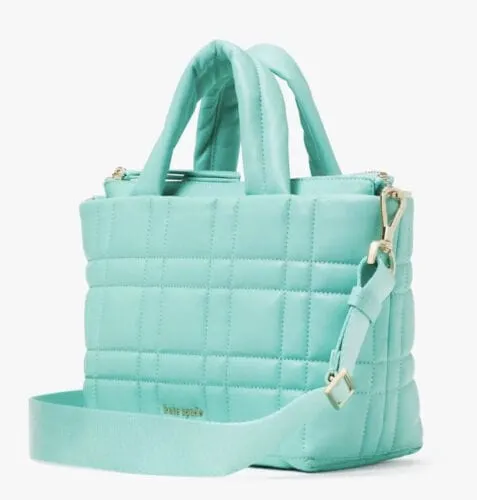 Kate Spade Softwhere Quilted Leather Mini Tote Crossbody Summer Rain Turquoise