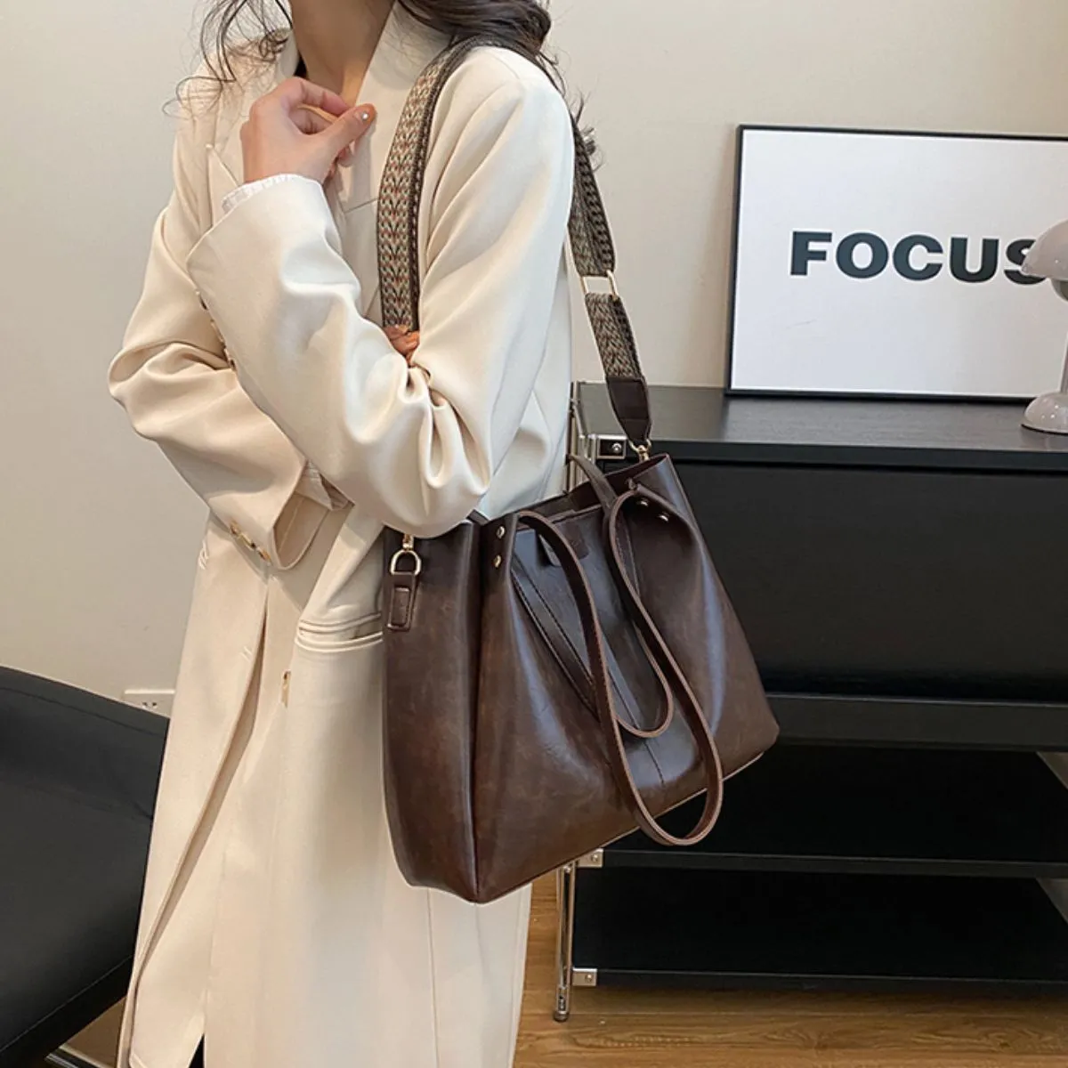 Kayla PU Leather Large Tote Bag