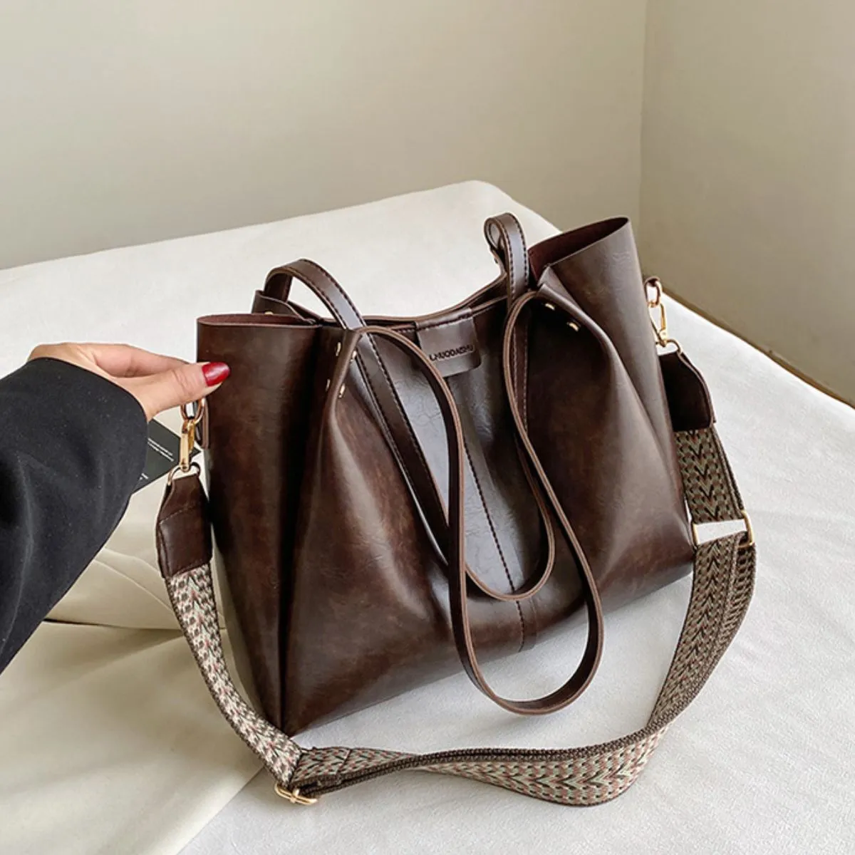Kayla PU Leather Large Tote Bag