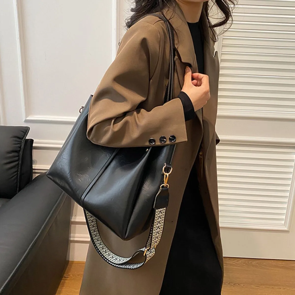 Kayla PU Leather Large Tote Bag