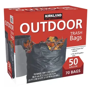 Kirkland Outdoor Trash Bags 189L - 70 Bags