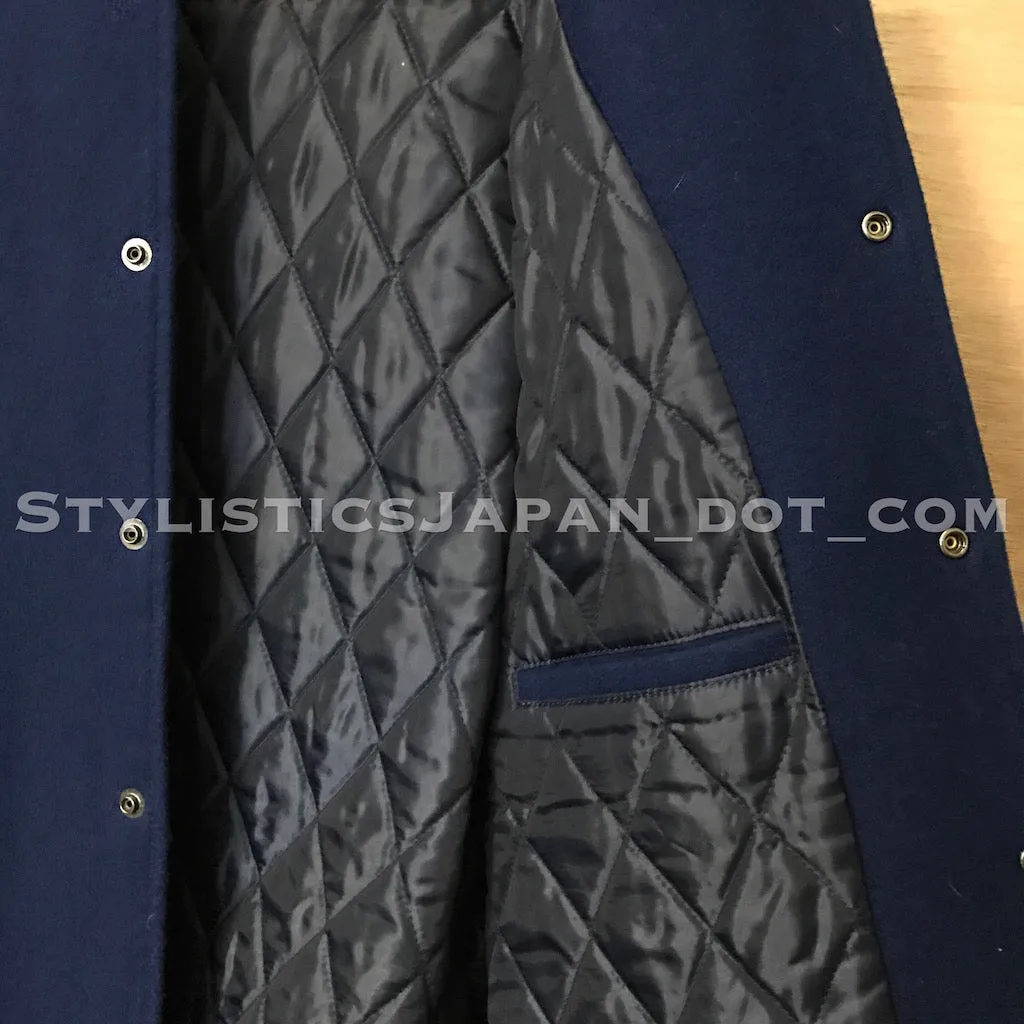 [L] (Offers OK) FPAR (WTaps) Vintage Mad Goyle Wool/Leather Stadium Jacket Blue/Grey