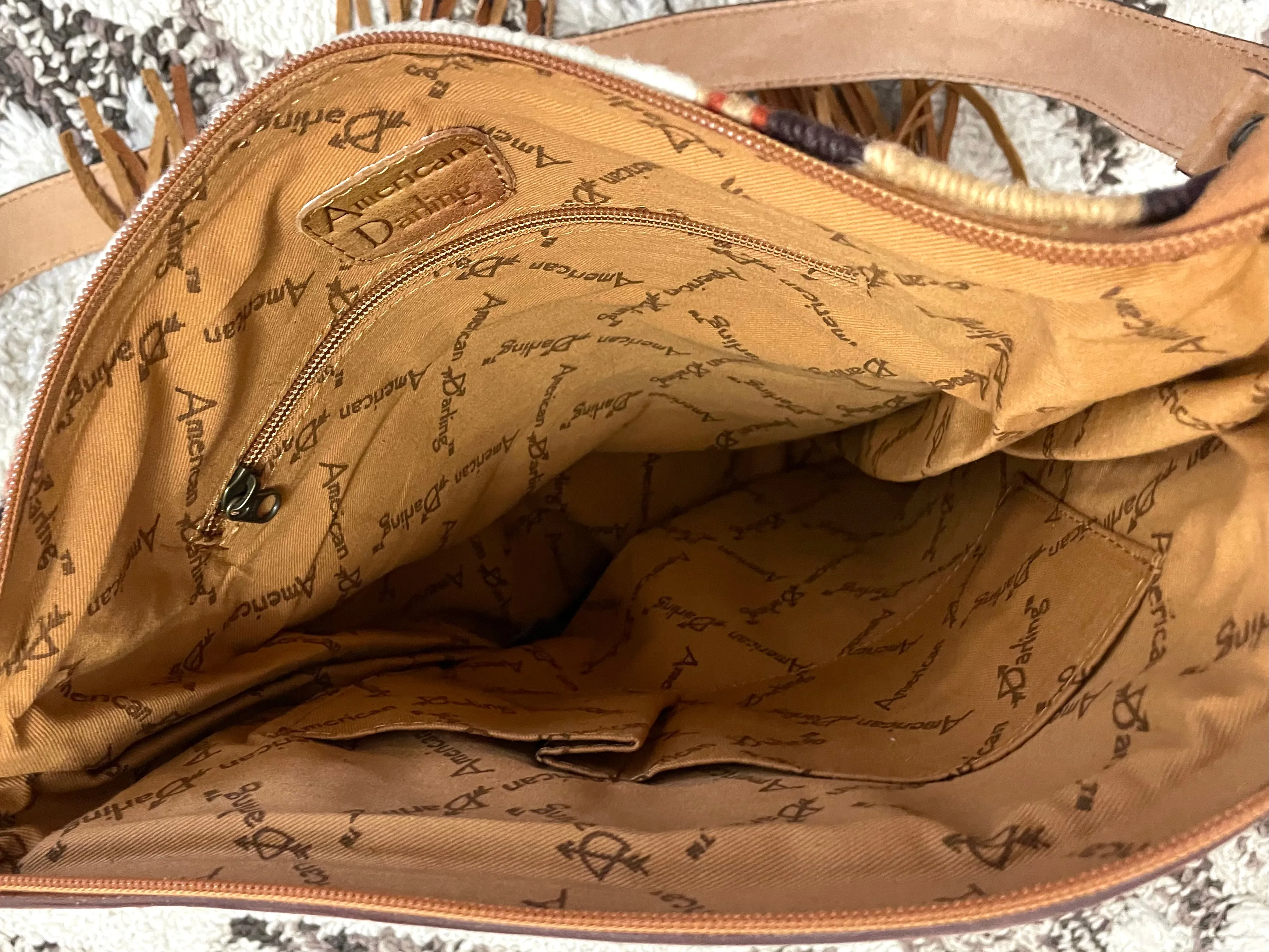 Large Churro Tan & Grey Wool Serape Handbag