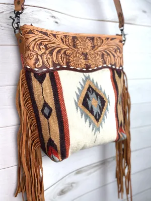 Large Churro Tan & Grey Wool Serape Handbag