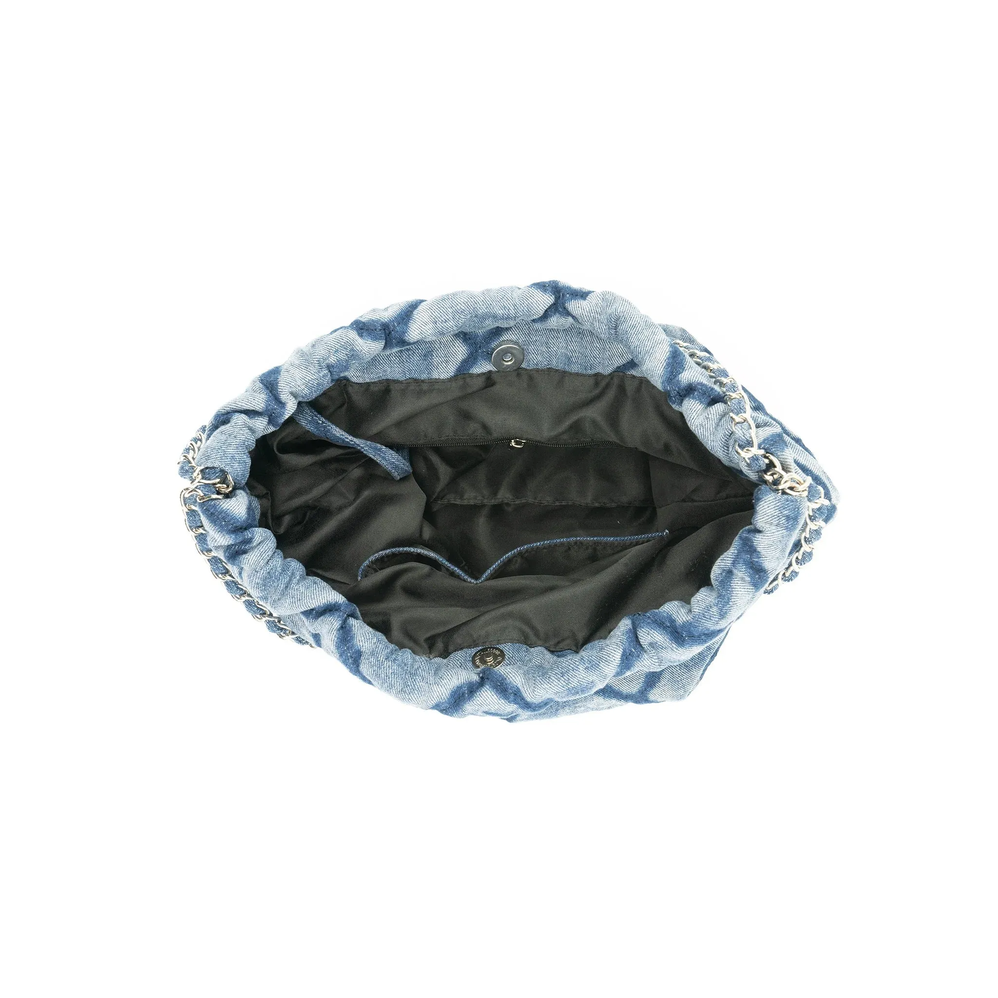Large Denim Gathered Purse