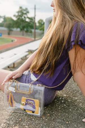 Large Gold Chain Clear Purse