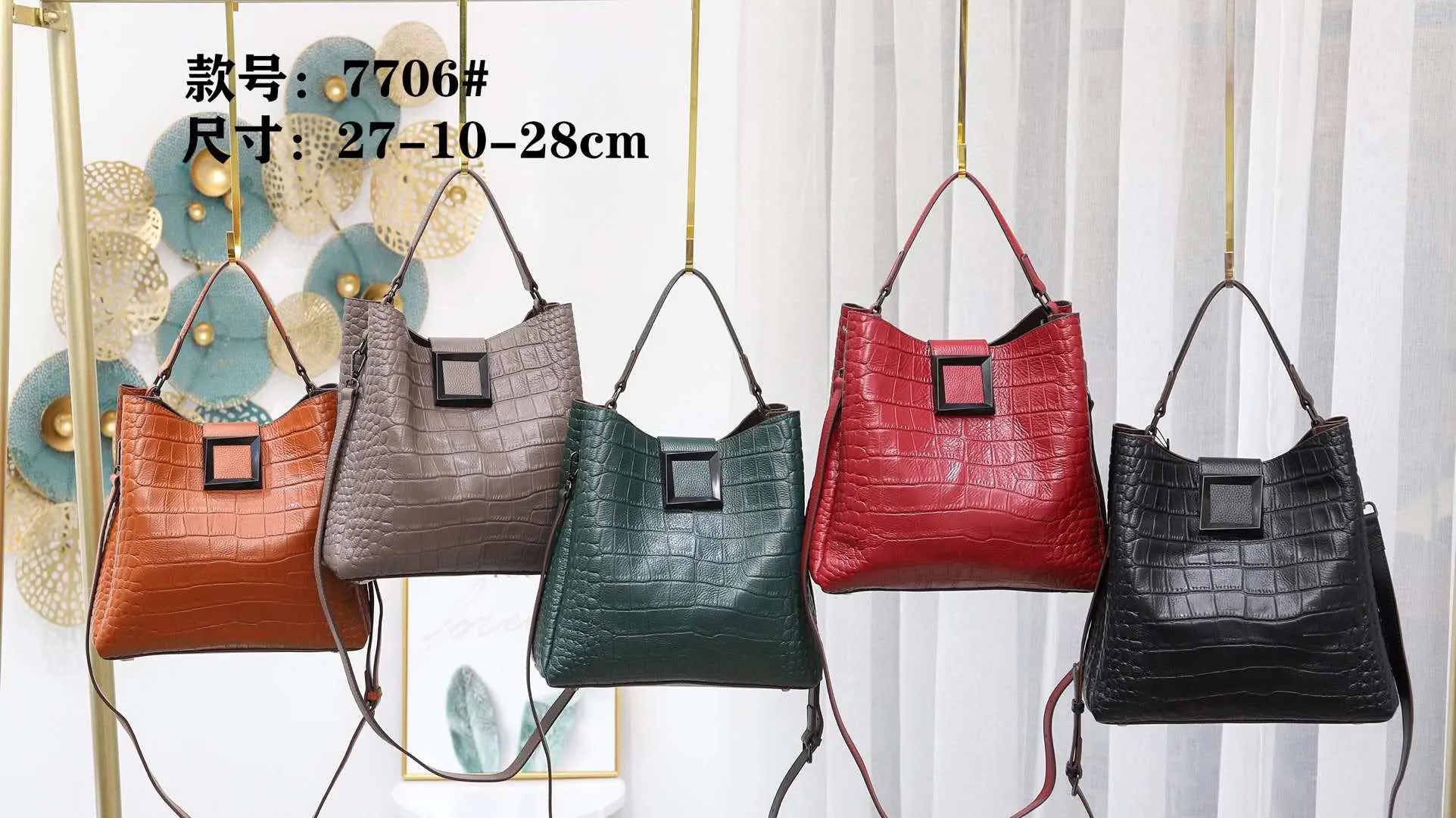 large luxury women crocodile leather crossbody tote bag
