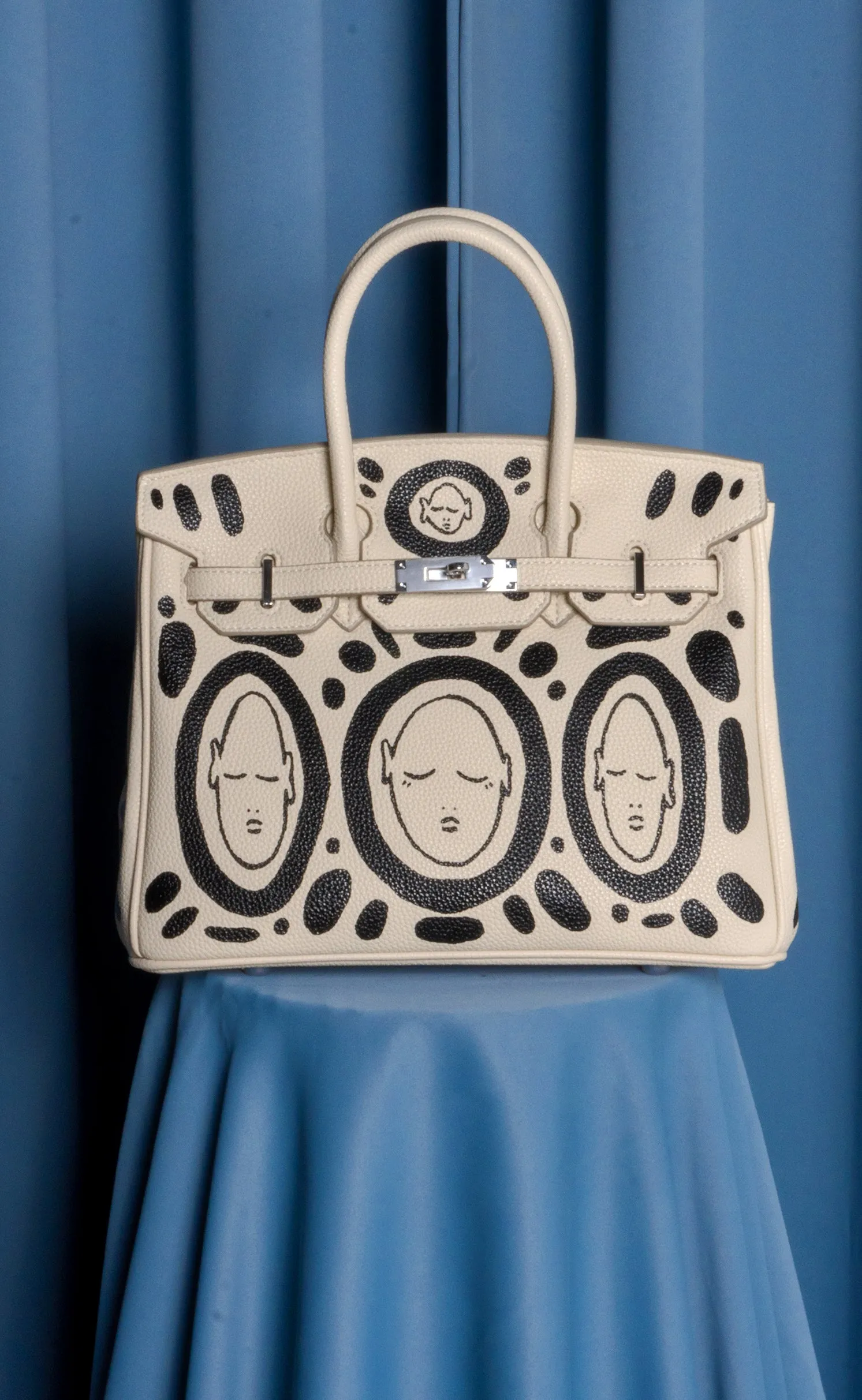 Large Painted Vegan Leather Tote, 12x9x6