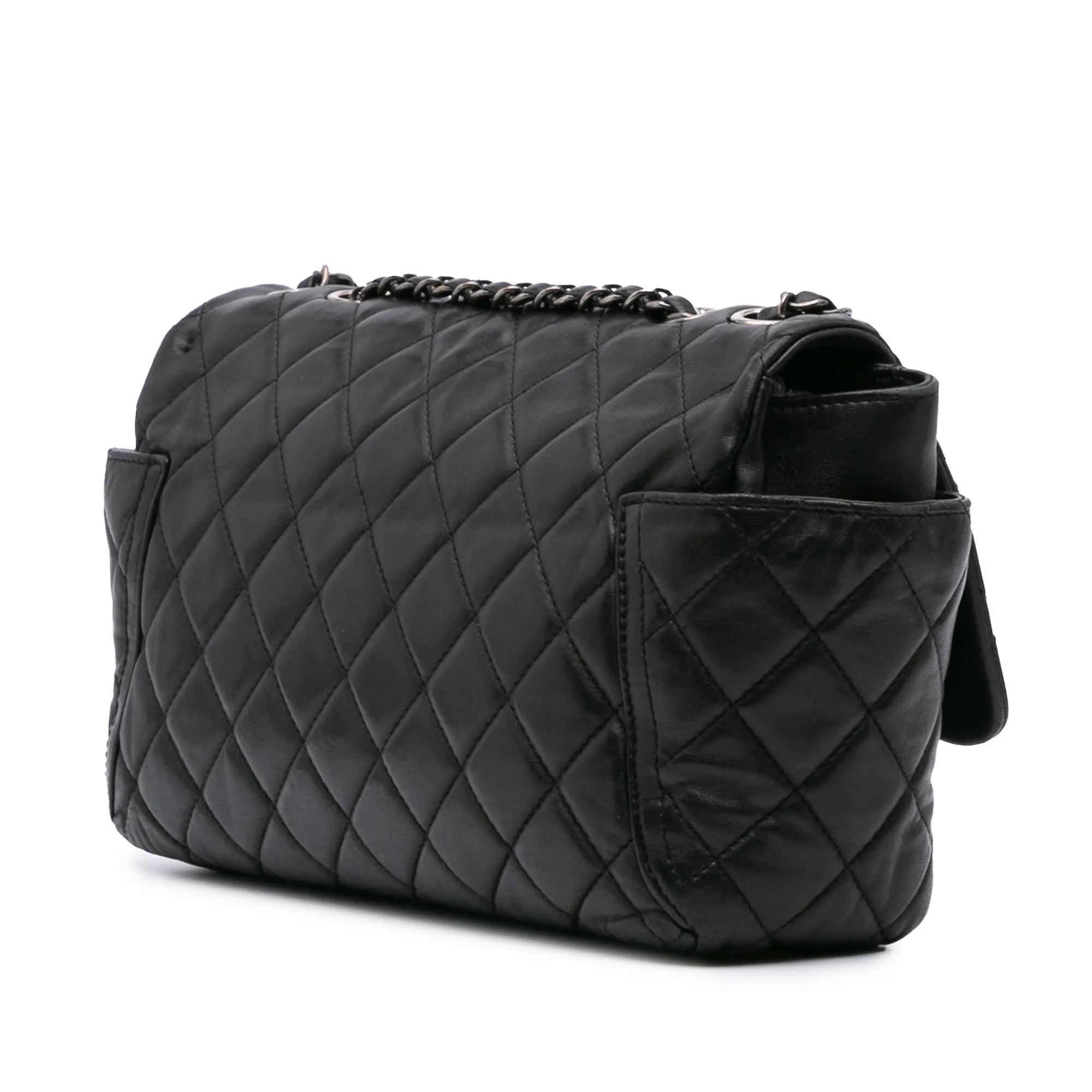 Large Quilted Lambskin Around Pockets Flap