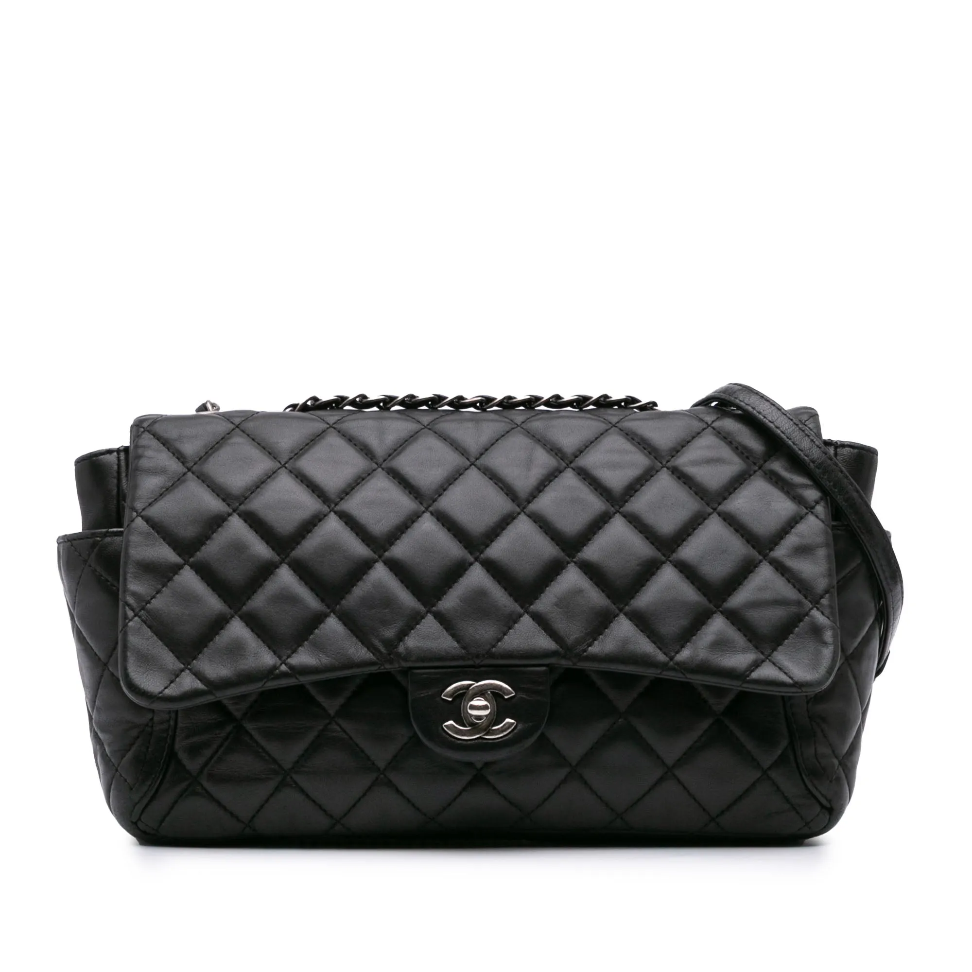 Large Quilted Lambskin Around Pockets Flap
