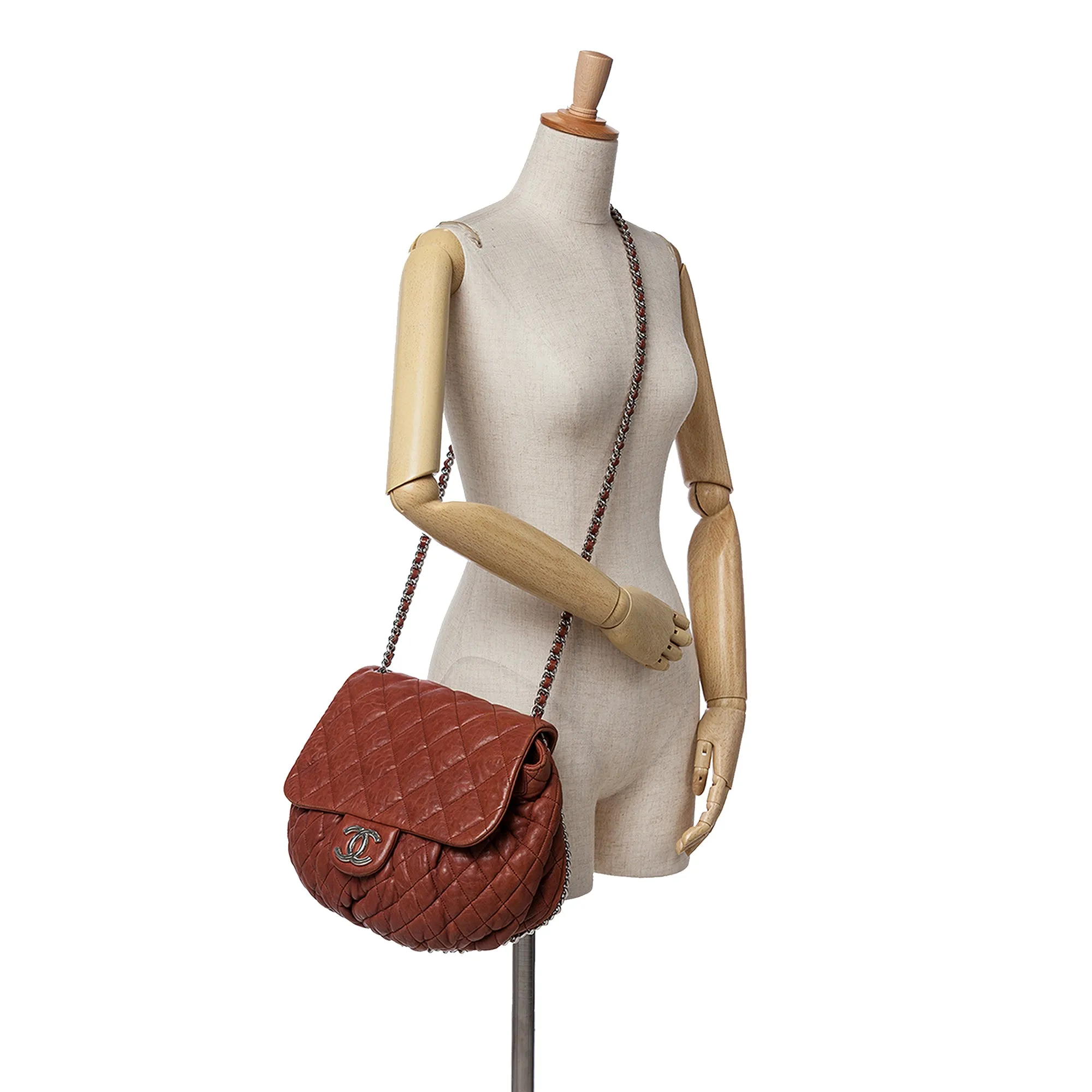 Large Quilted Lambskin Chain Around Flap
