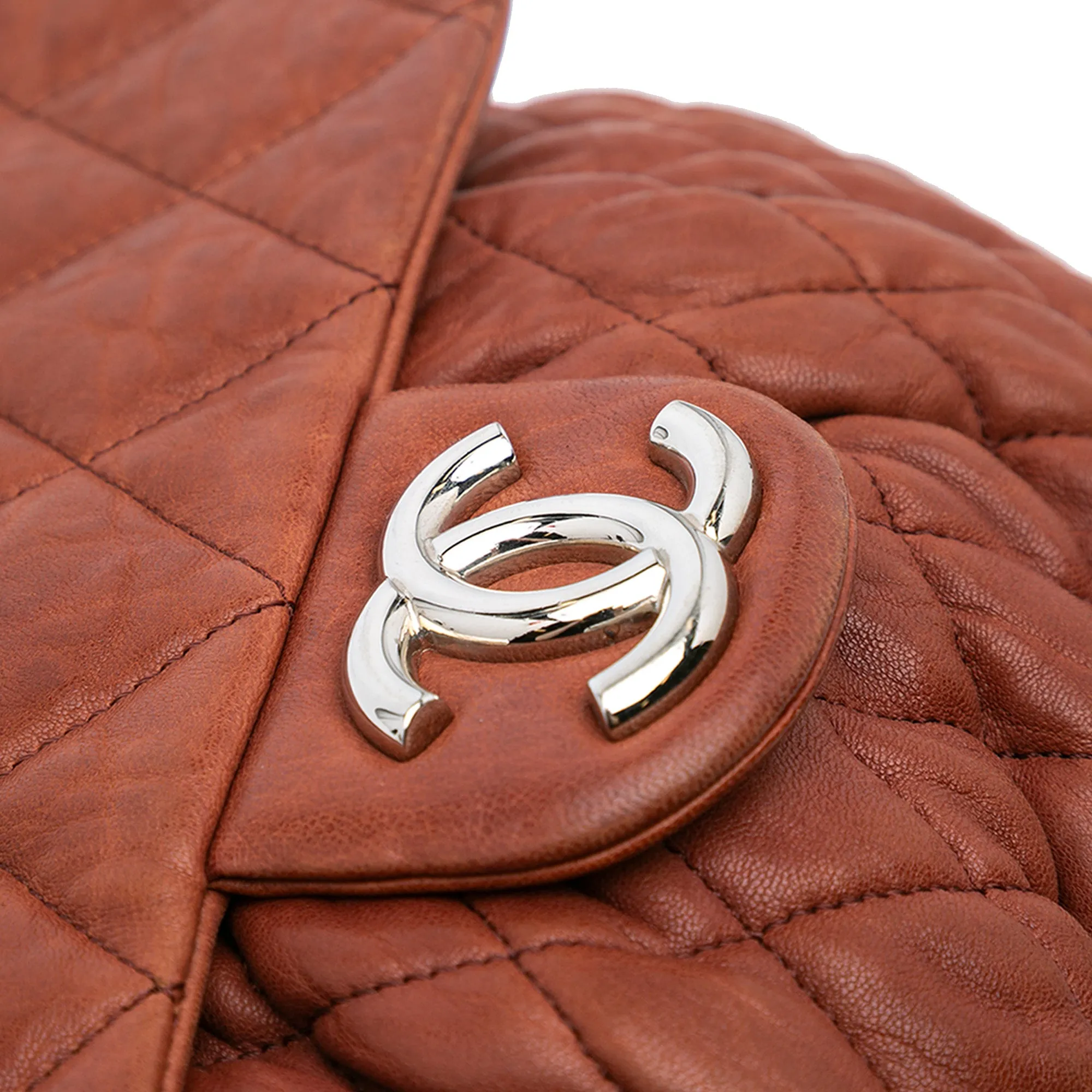 Large Quilted Lambskin Chain Around Flap