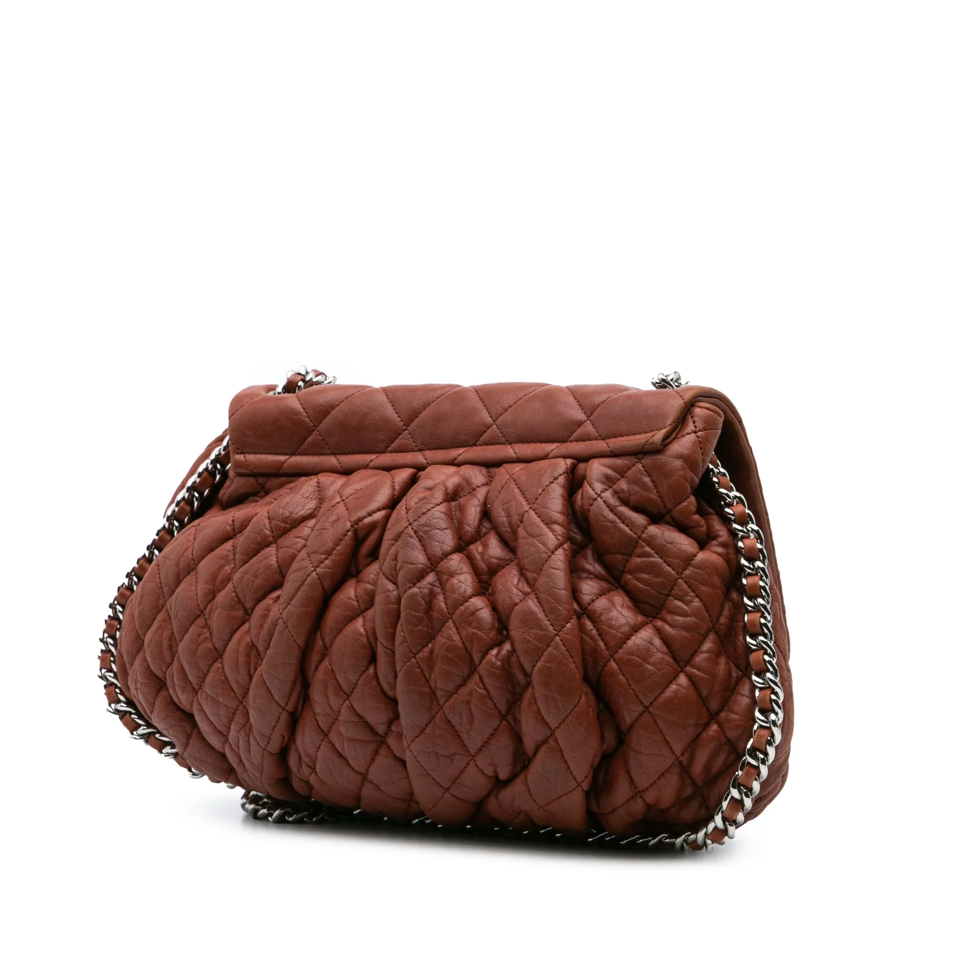 Large Quilted Lambskin Chain Around Flap