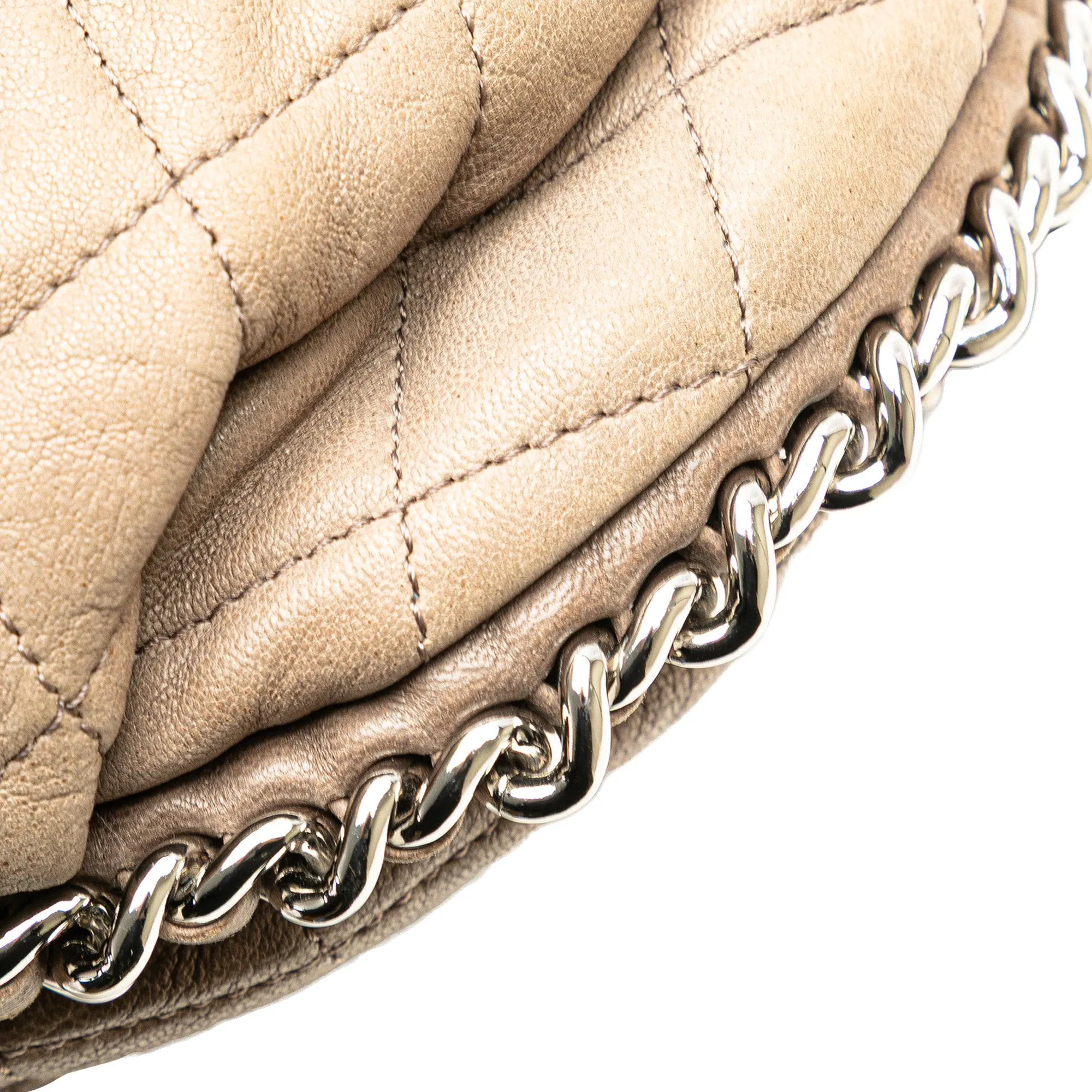 Large Washed Lambskin Chain Around Flap
