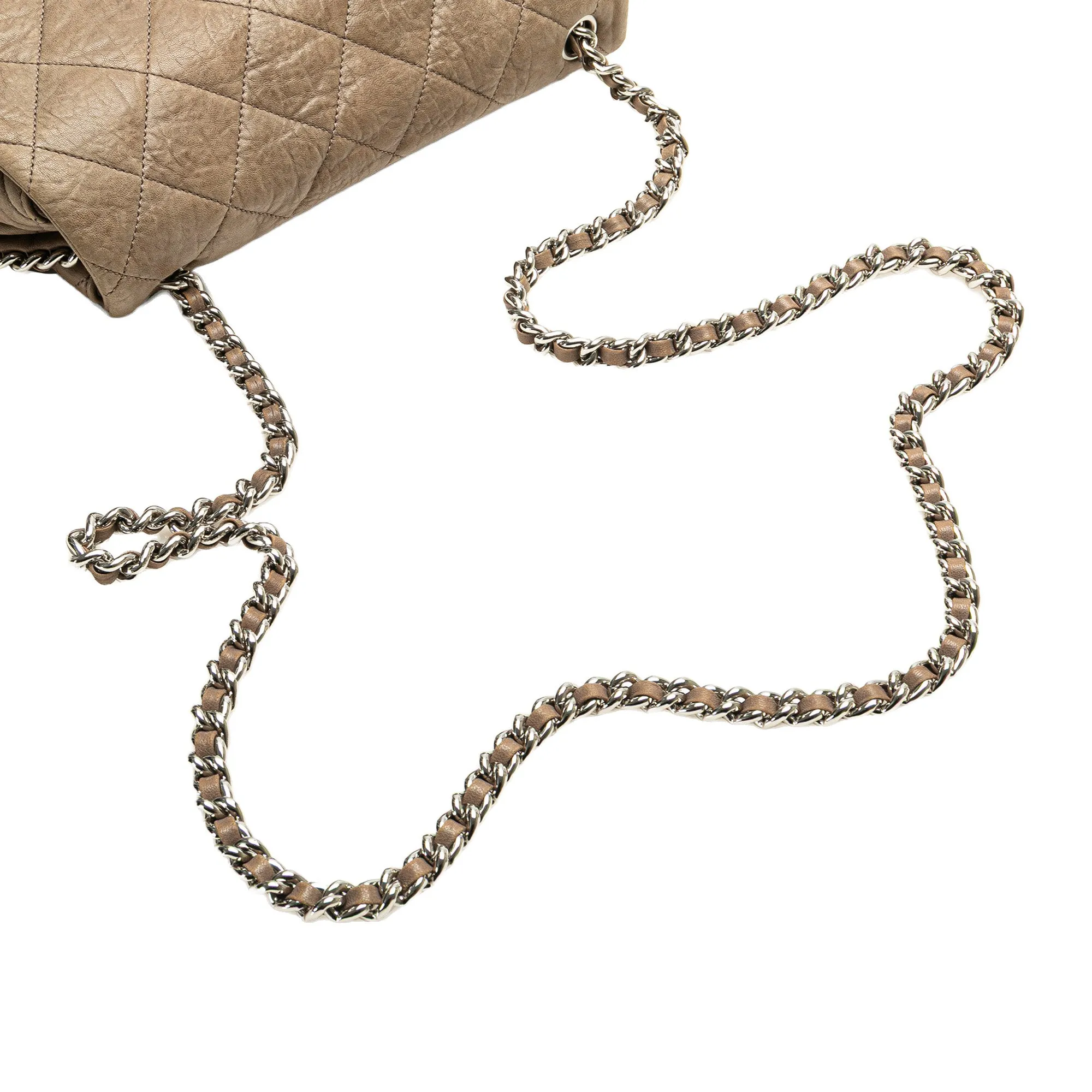 Large Washed Lambskin Chain Around Flap