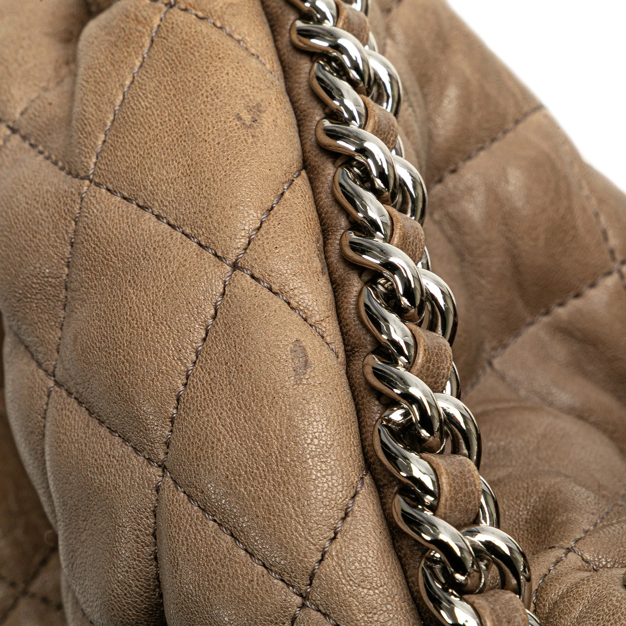 Large Washed Lambskin Chain Around Flap