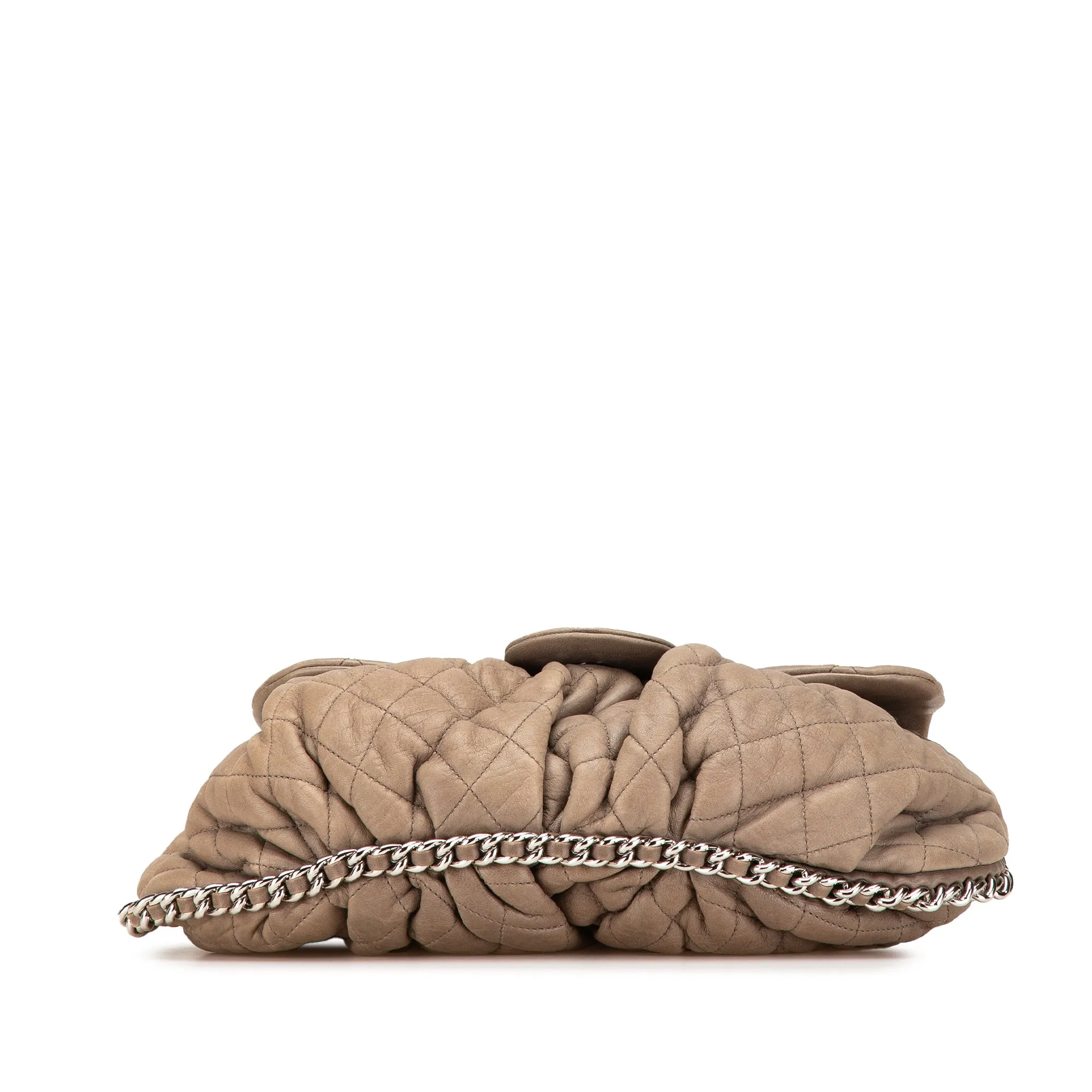 Large Washed Lambskin Chain Around Flap