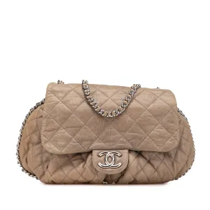 Large Washed Lambskin Chain Around Flap