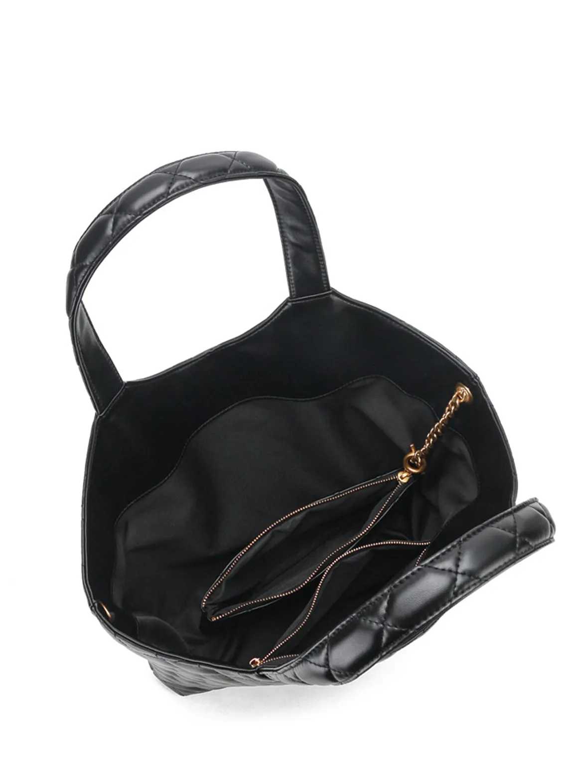 Leather Diamond-quilted Lattice Tote Bag