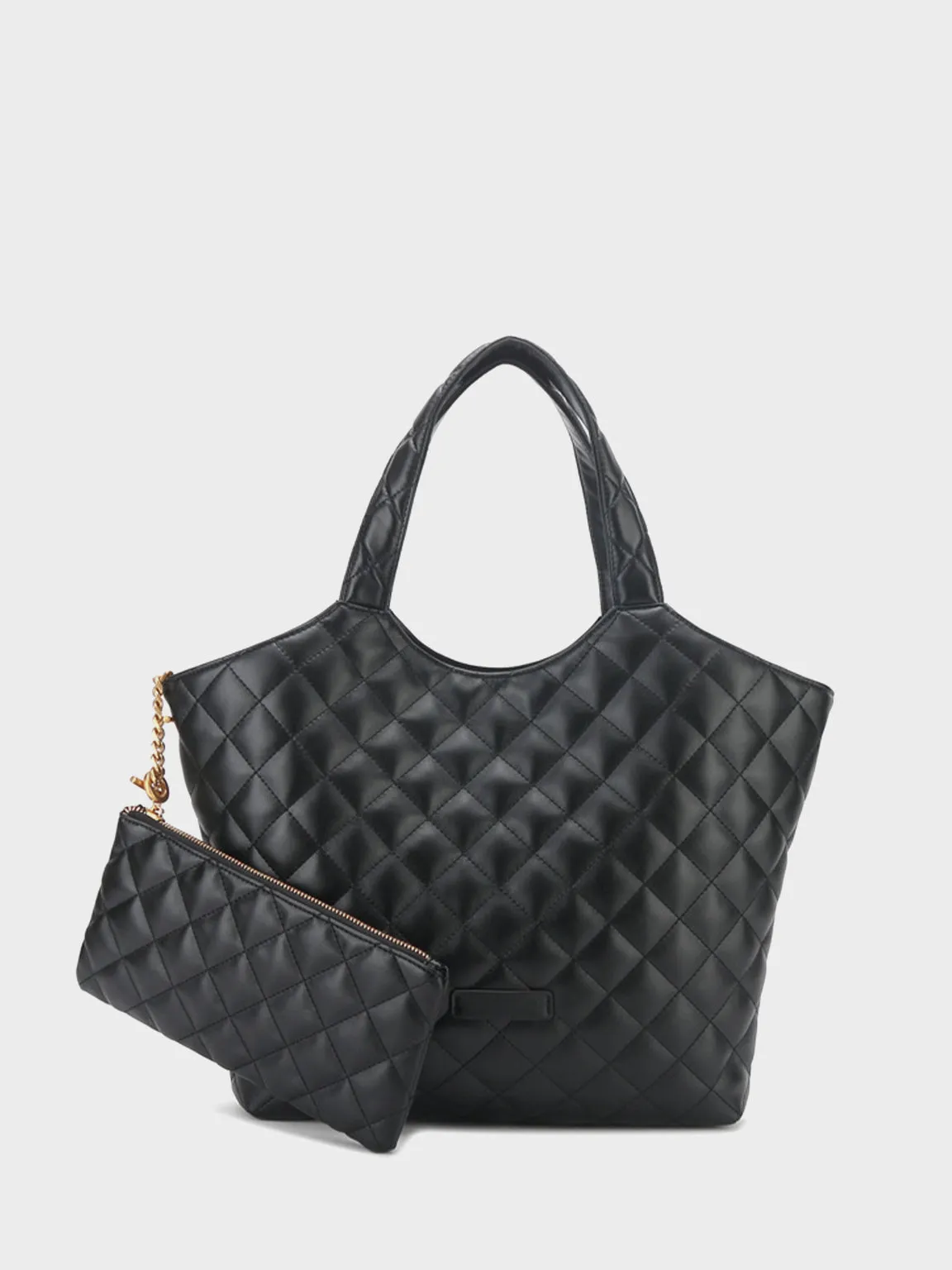 Leather Diamond-quilted Lattice Tote Bag