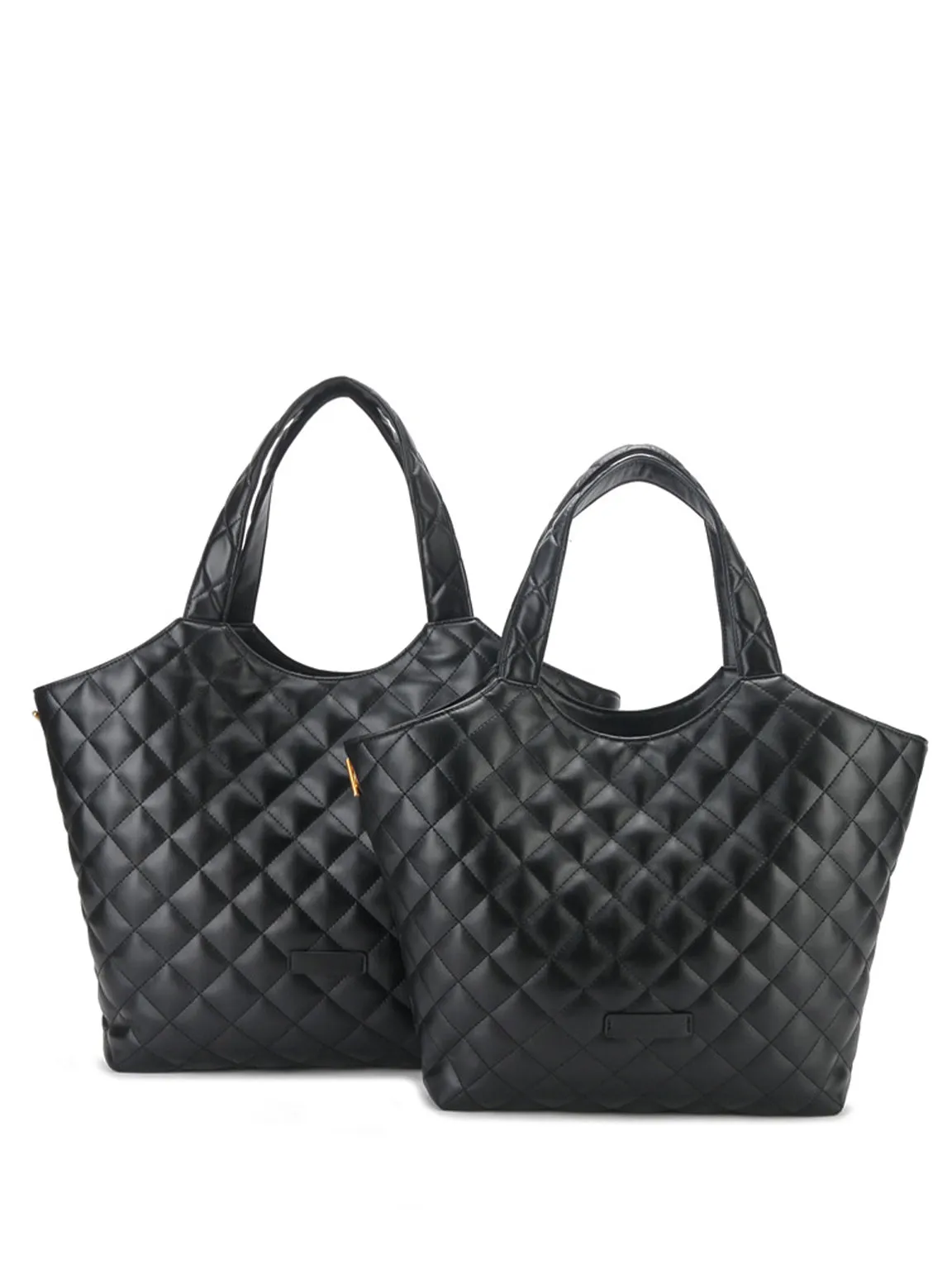 Leather Diamond-quilted Lattice Tote Bag