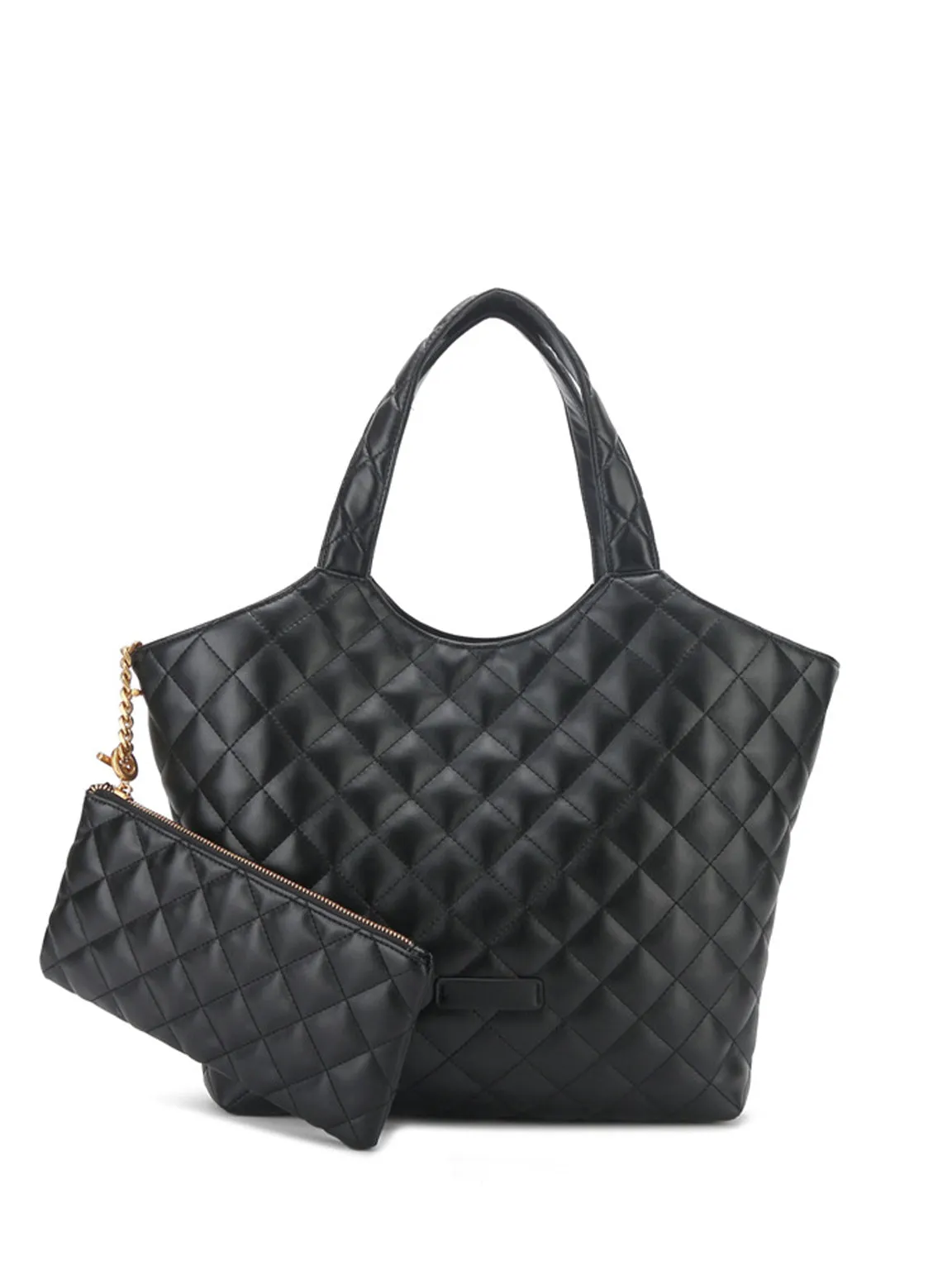 Leather Diamond-quilted Lattice Tote Bag