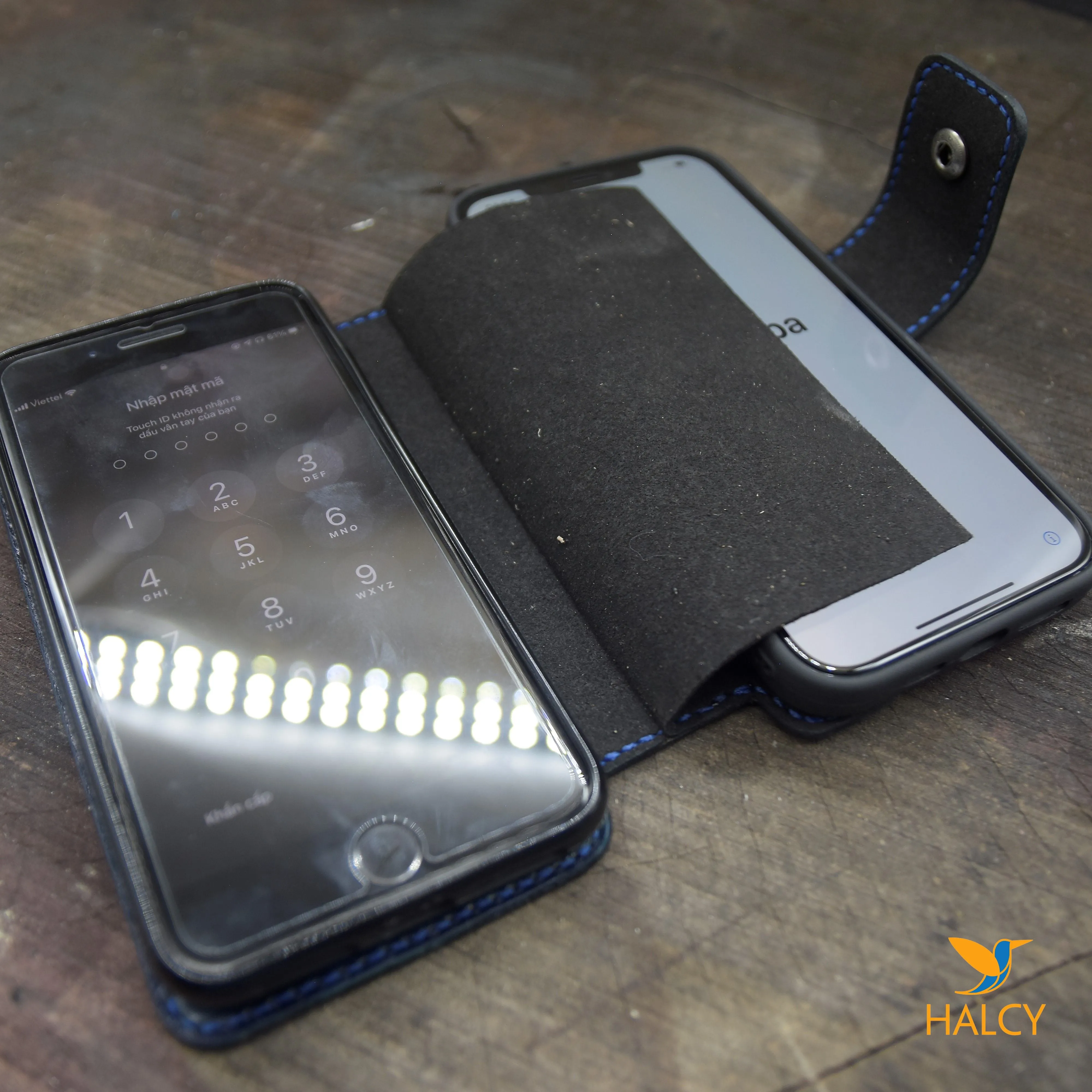 Leather Dual Phone Case, Leather Double iPhone Case, Case Holds Two Phones, 2 Iphone, 2 Samsung Phone Case, Crossbody Double Decker