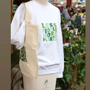 Less People More Plants Embroidery Tote Bag