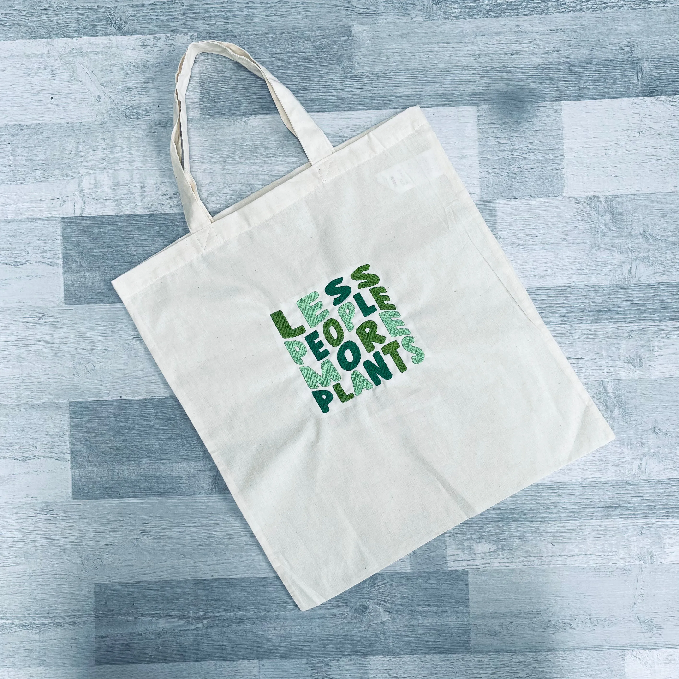 Less People More Plants Embroidery Tote Bag