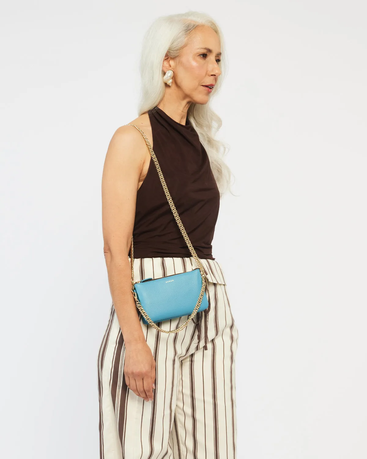 Lily Mini Crossbody Bag - Wave   Gold Curb Chain