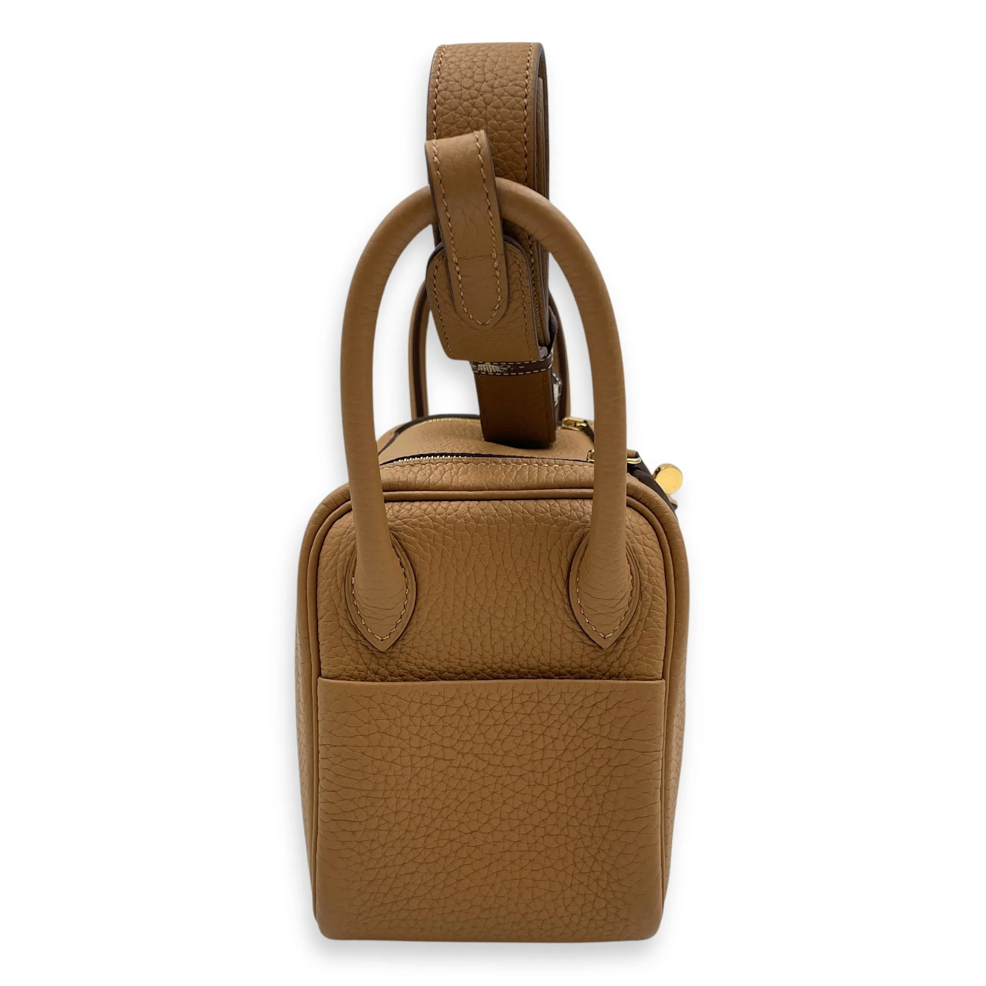 Lindy Mini Biscuit in Clemence, Gold hardware
