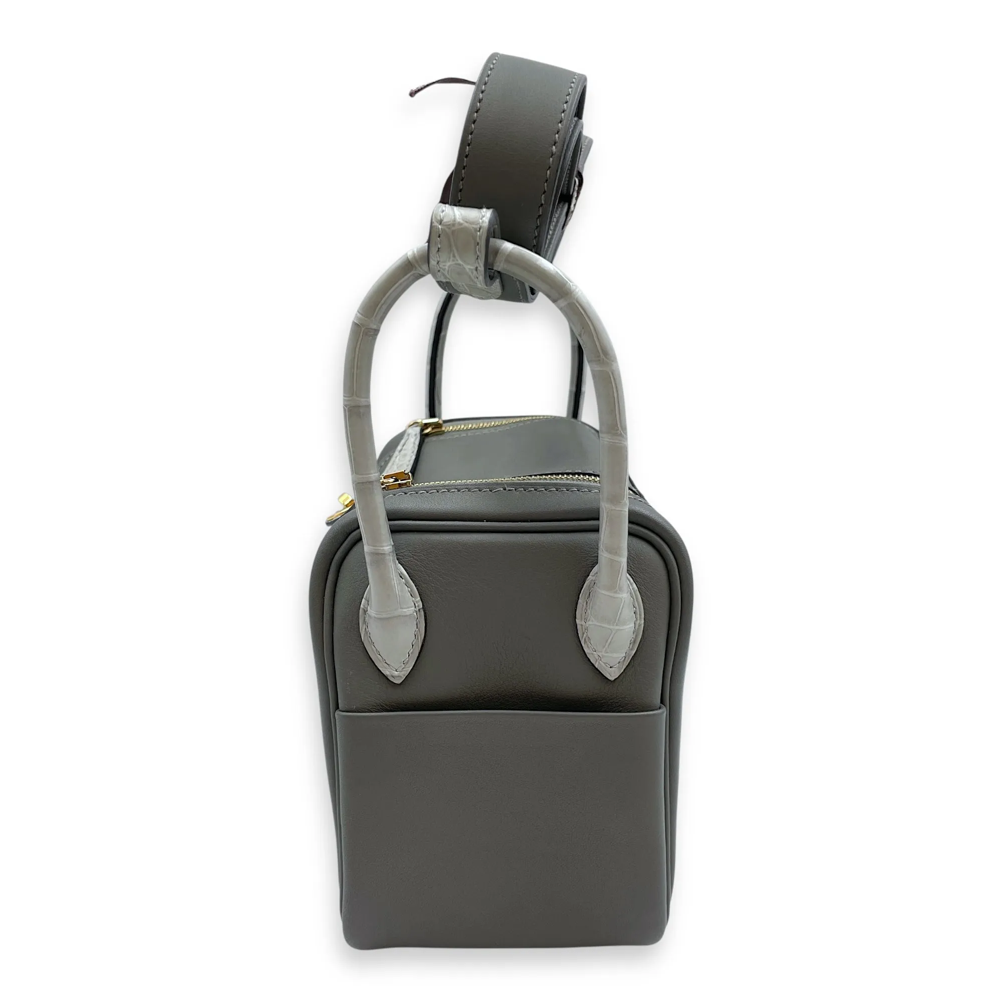 Lindy Touch Mini Gris Meyer/Gris Perle in Swift/Matte Alligator, Gold hardware