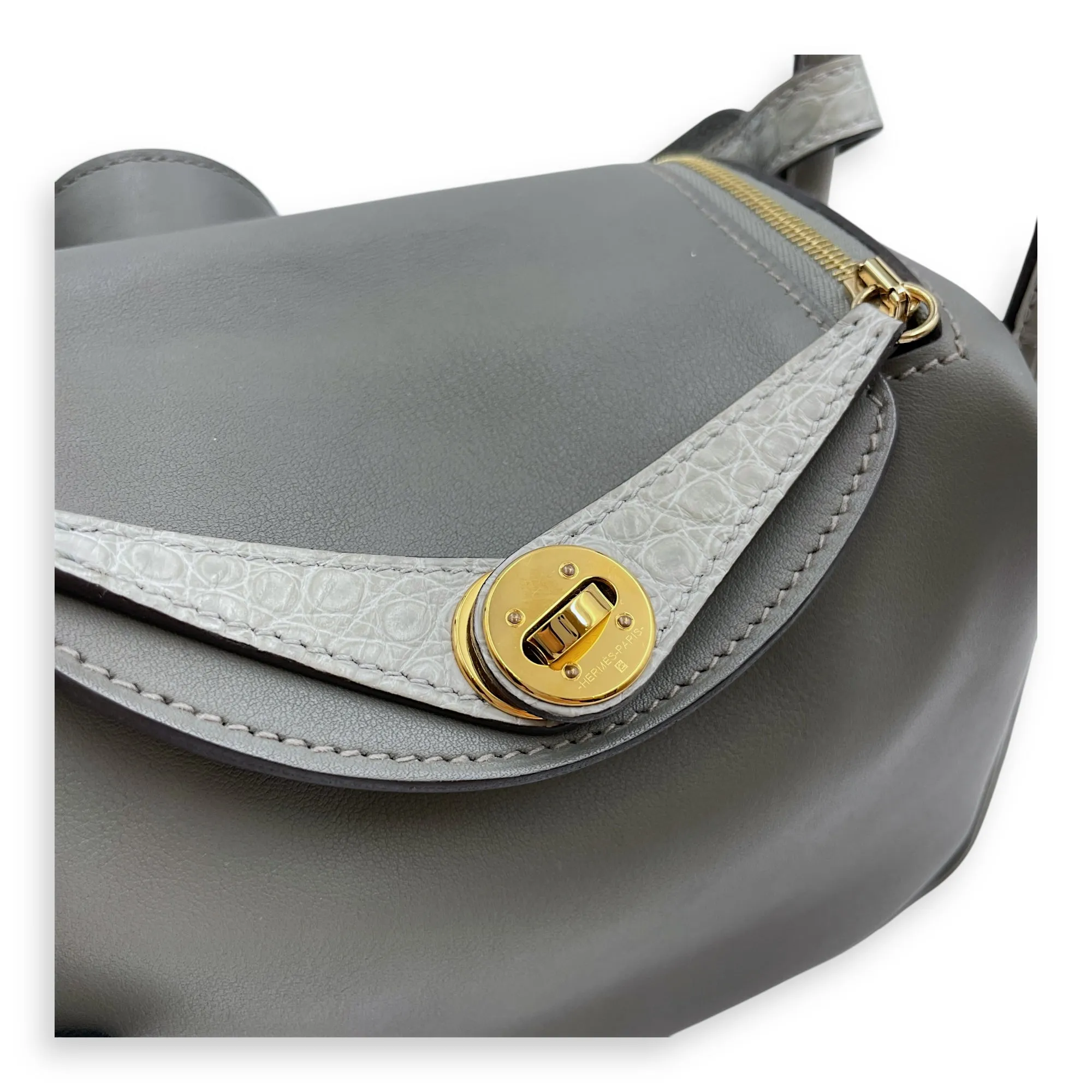 Lindy Touch Mini Gris Meyer/Gris Perle in Swift/Matte Alligator, Gold hardware
