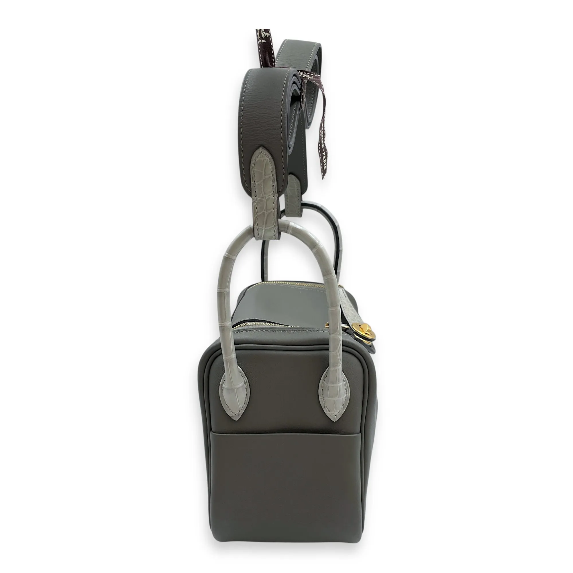 Lindy Touch Mini Gris Meyer/Gris Perle in Swift/Matte Alligator, Gold hardware