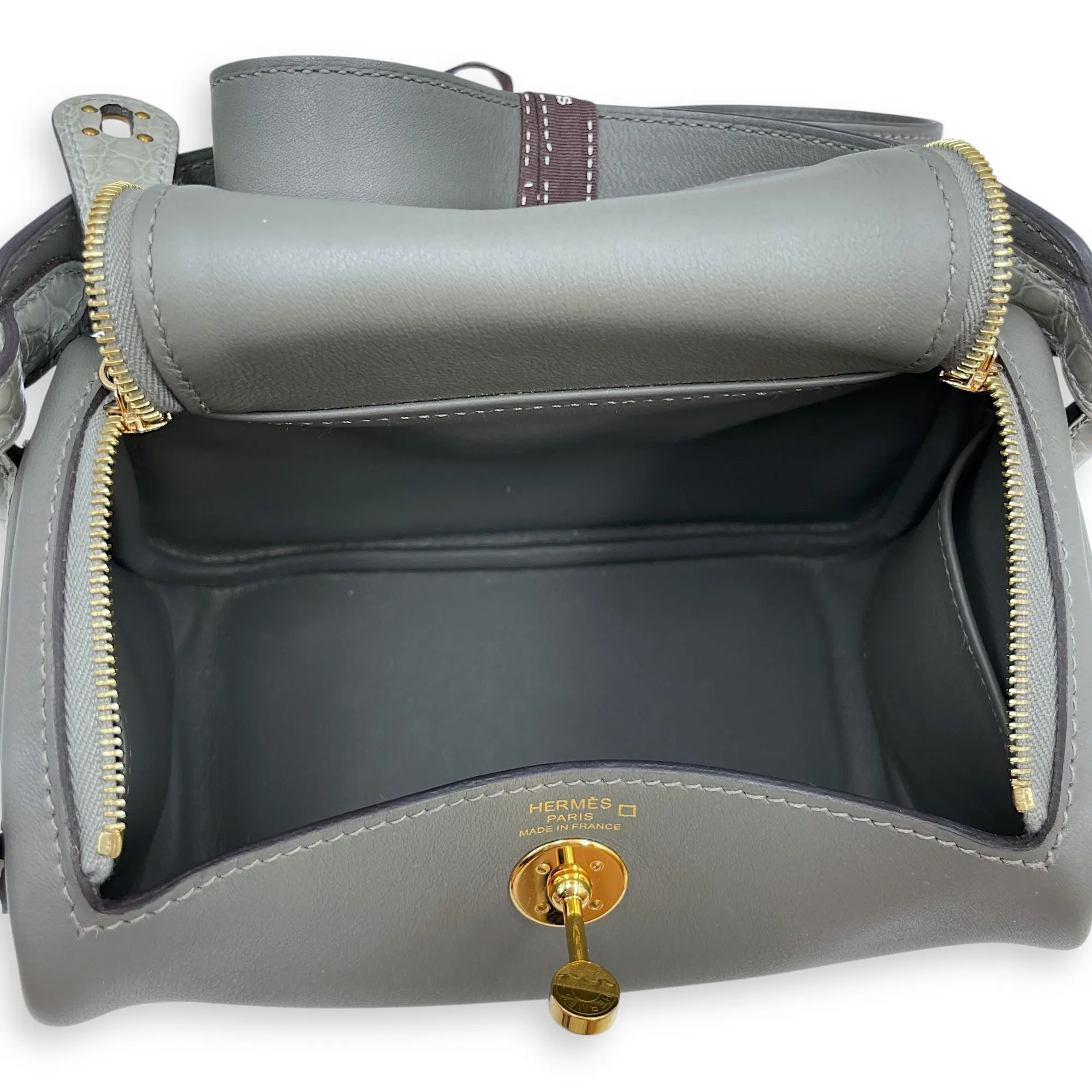 Lindy Touch Mini Gris Meyer/Gris Perle in Swift/Matte Alligator, Gold hardware