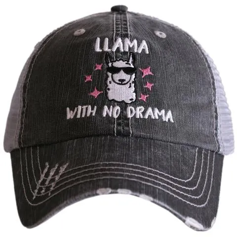 Llama hats | Embroidered distressed gray trucker caps