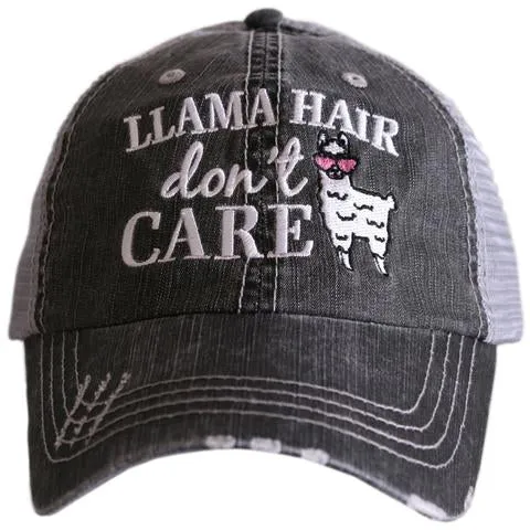 Llama hats | Embroidered distressed gray trucker caps