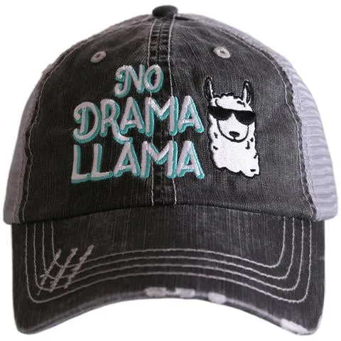 Llama hats | Embroidered distressed gray trucker caps